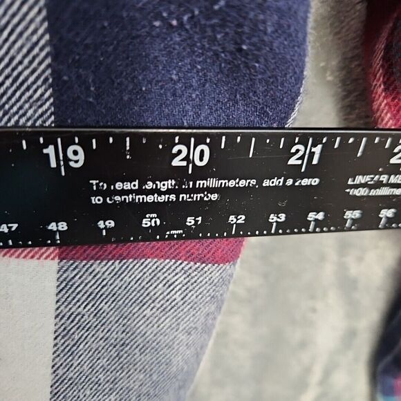 Orvis Women’s Med Blue Fleece Lined Flannel Plaid Snap Up Shirt Jacket Shacket - Picture 5 of 12